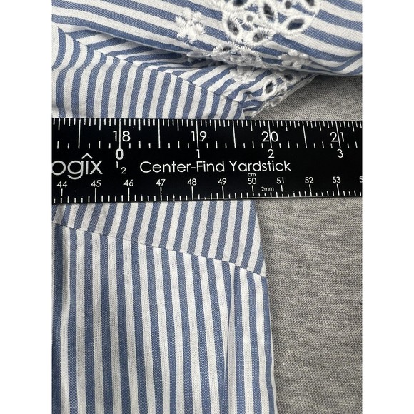 New Talbots Tunic Top Womens Small Blue Striped Embroidered Accent S - Picture 3 of 4